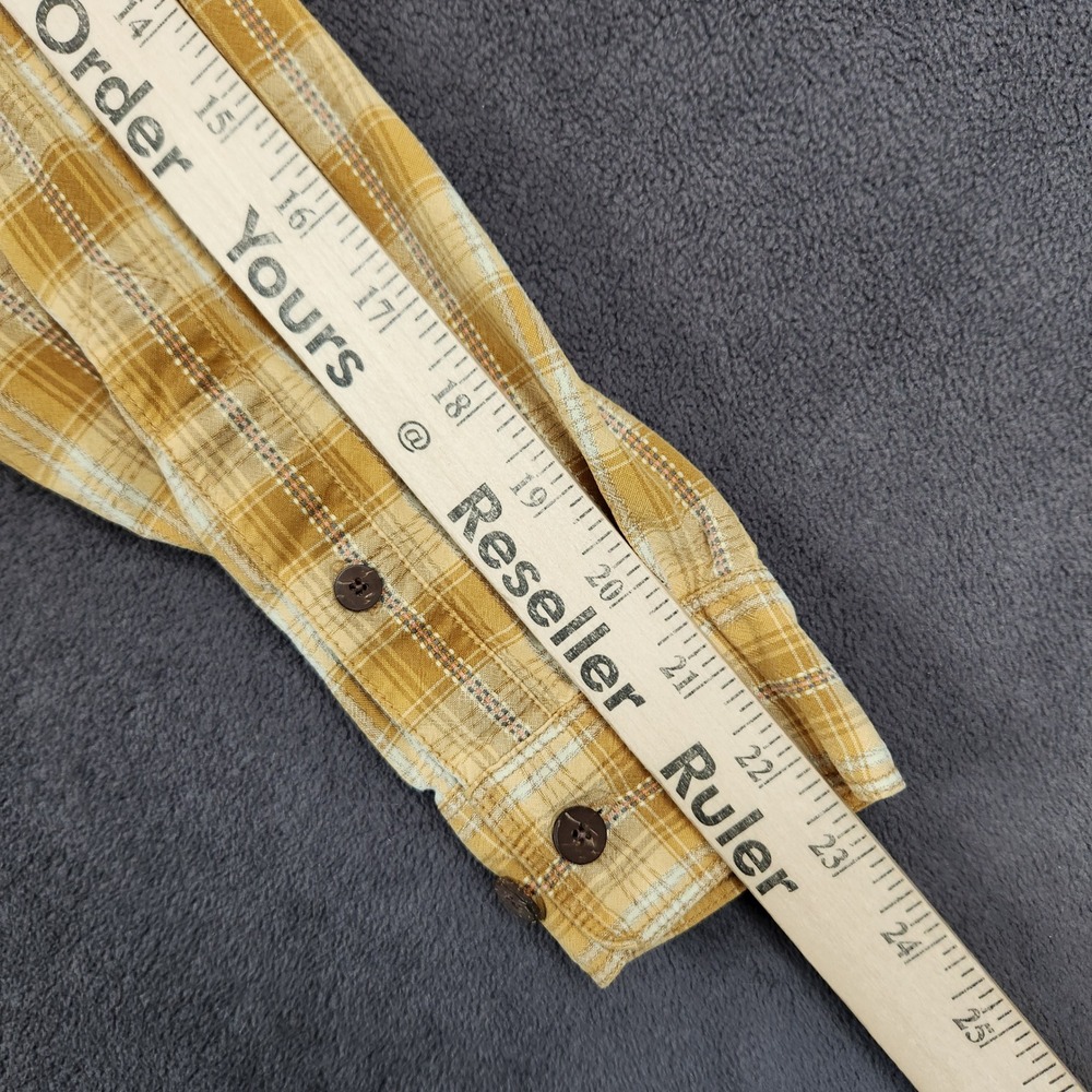 Tommy Bahama Silk Shirt Mens Medium Mustard Yellow Plaid Long Sleeve Button Up - Picture 9 of 10